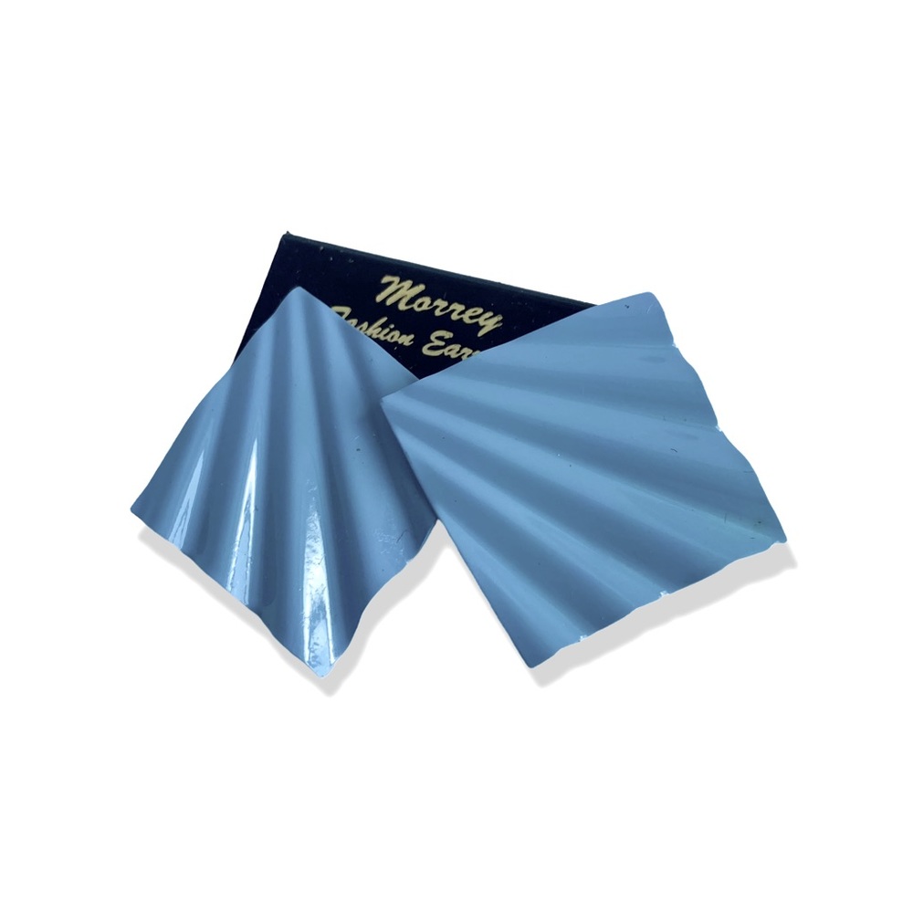 Powder blue enamel wavy 80s earrings